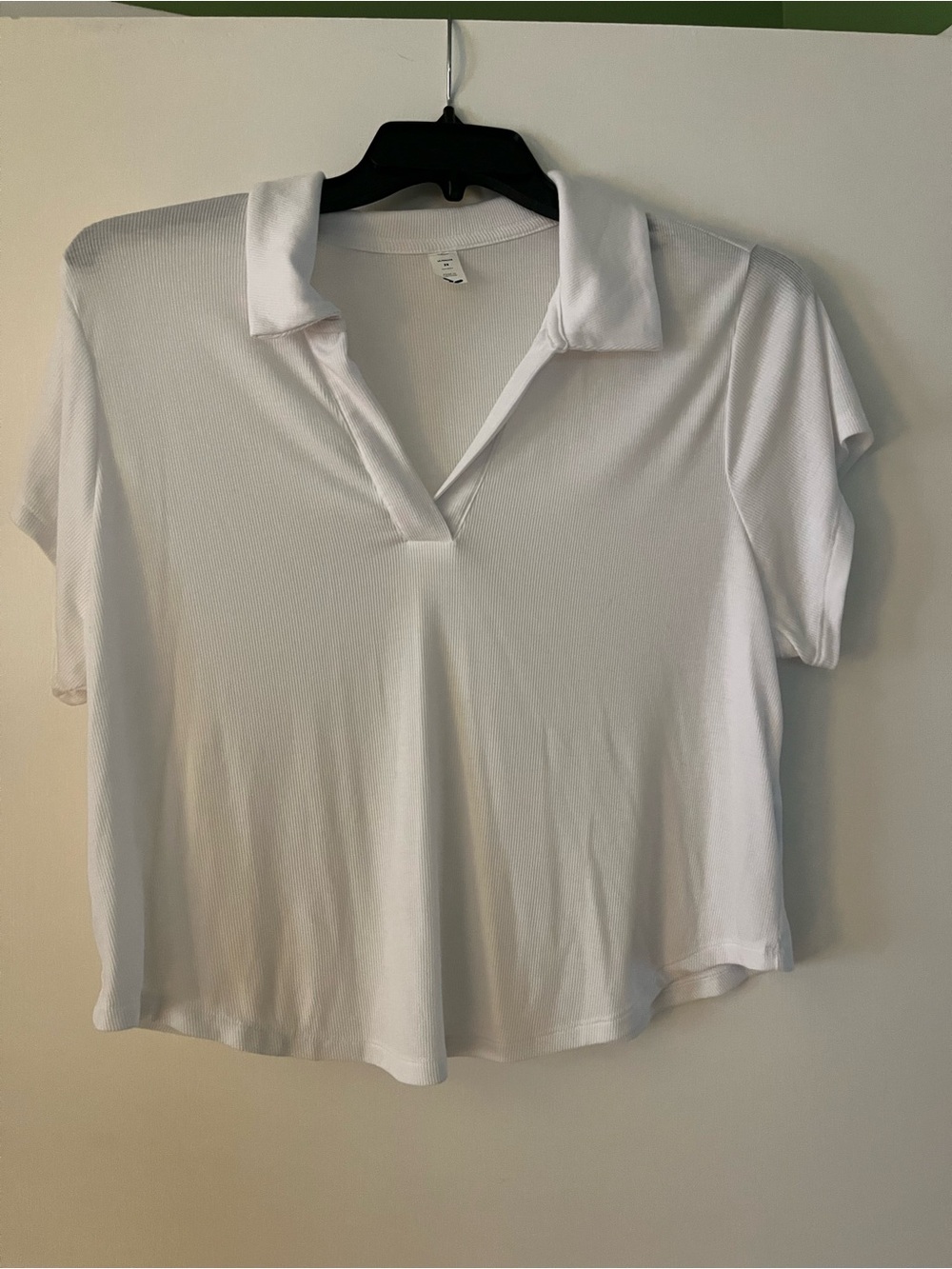 White V-Neck Polo Top - Women's Casual Tee